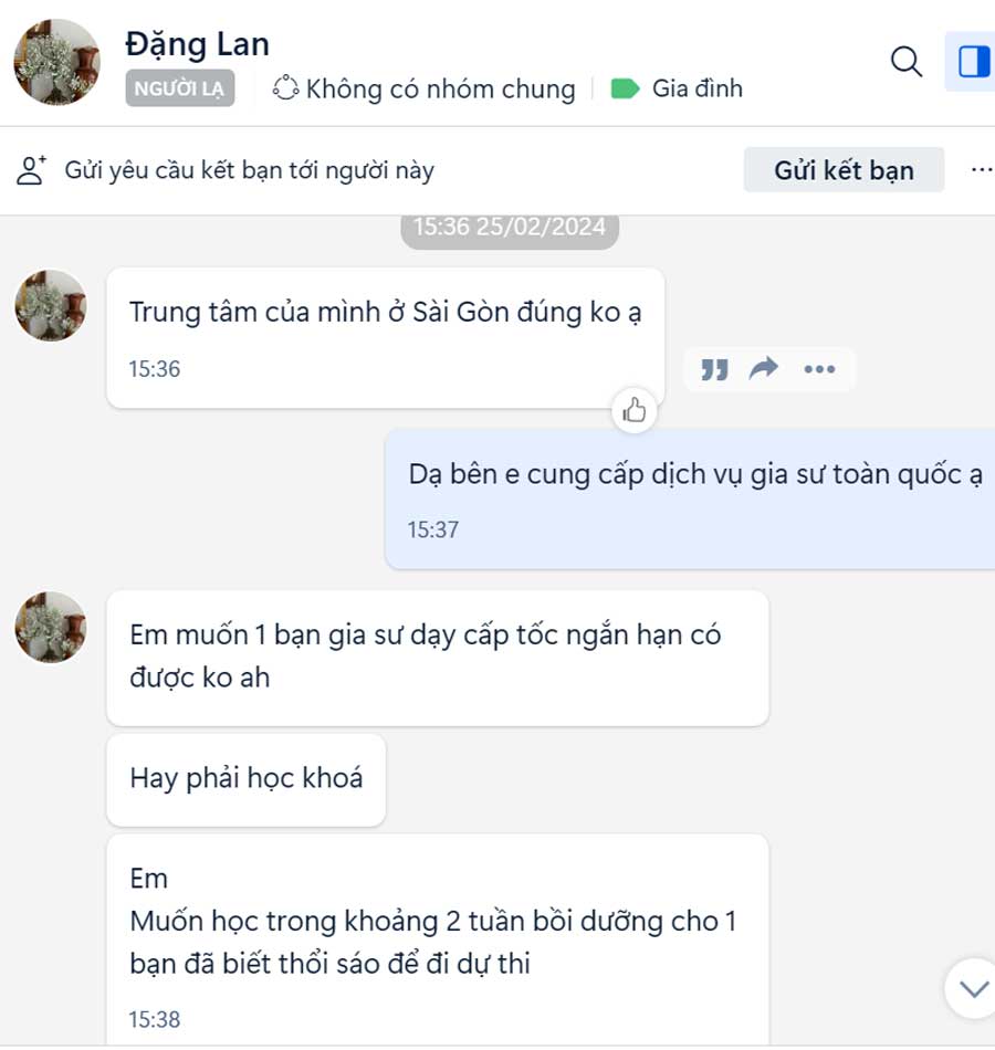 Chị Lan đăng ký học sáo cấp tốc cho con dự thi